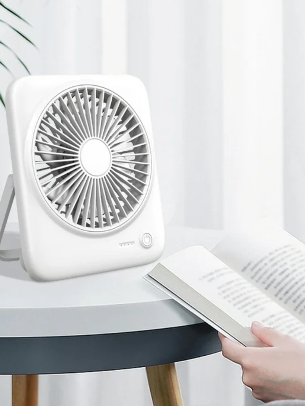 NWT Portable Personal Desktop Fan, White, digital display, 3 speed settings